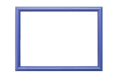 Fotoğraflar için mavi plastik çerçeve, beyaz arka planda izole edilmiş portreler. Yatay