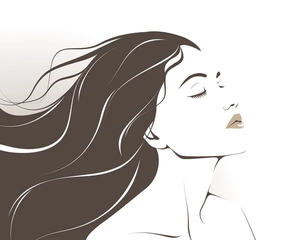 Hermosa chica wih pelo largo — Vector de stock