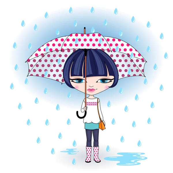 Girl with umbrella — Stock Vector