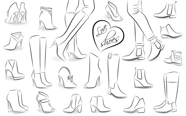 Chaussures et bottes pour femmes — Image vectorielle