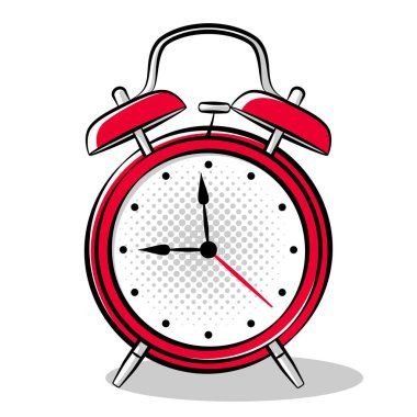 Tipik analog kırmızı alarm saatinin vektör çizimi, uyan simgesi