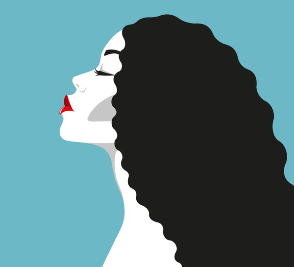 Ilustración Vectorial Simple Mujer Desnuda Sensual Atractiva Con Pelo Negro — Vector de stock