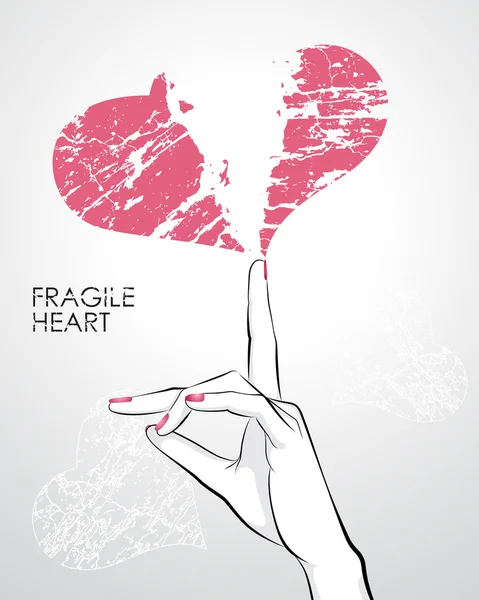 Fragile hart gebroken — Stockvector