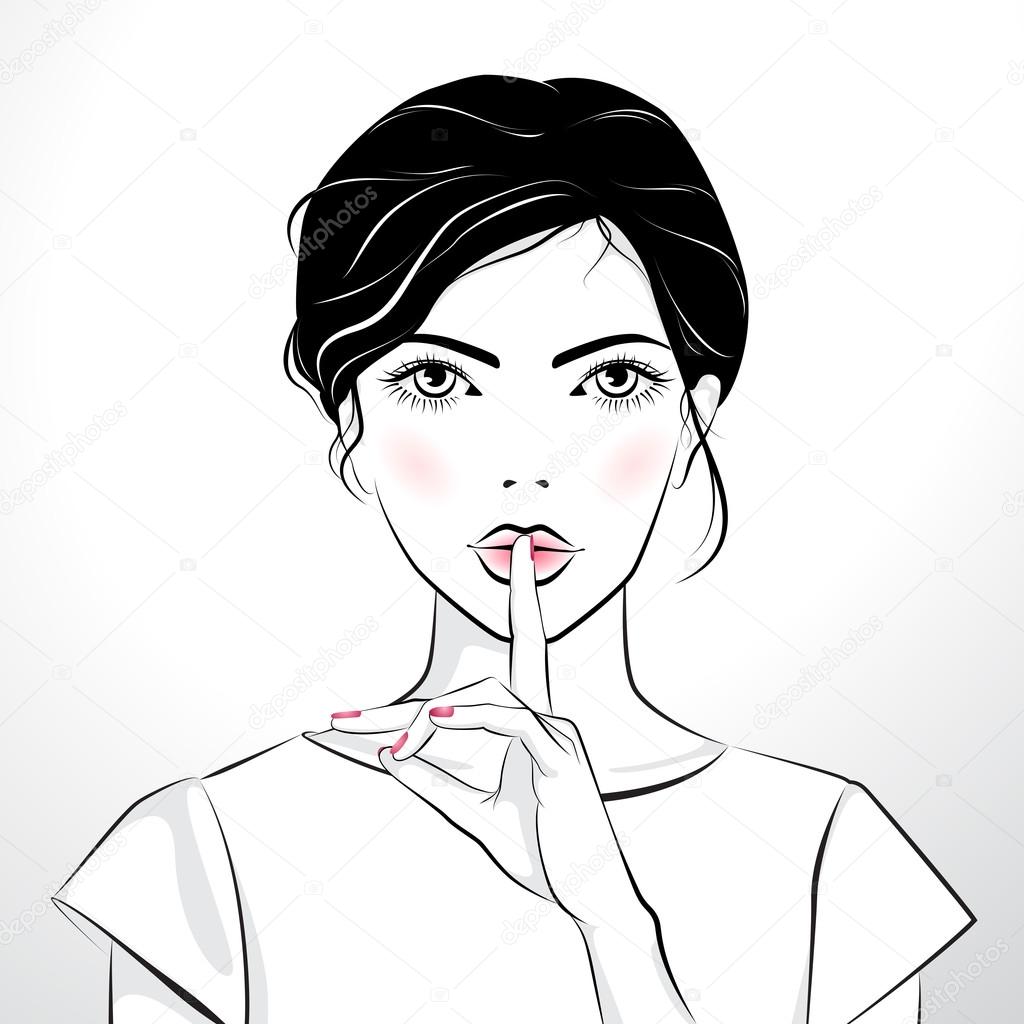 Finger To Lips Vector