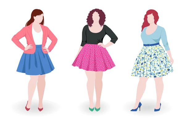 Plus tamaño moda mujeres — Vector de stock