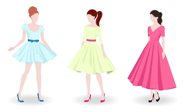 Tres chicas de moda — Vector de stock