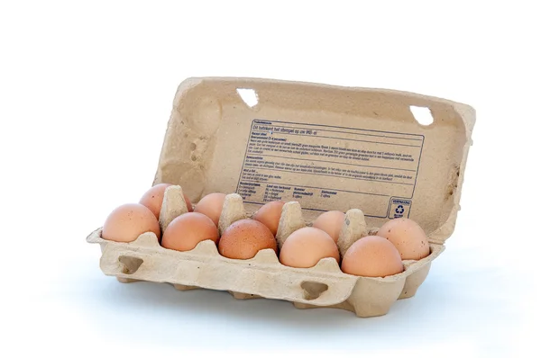 Krabička s deseti vajec — Stock fotografie