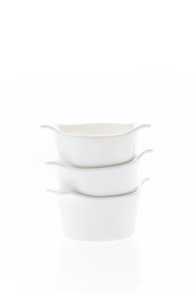 Pile of white porcelain cups — Stock Photo, Image