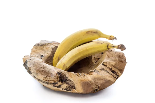 Wooden bowl with bananas — Stock Photo, Image