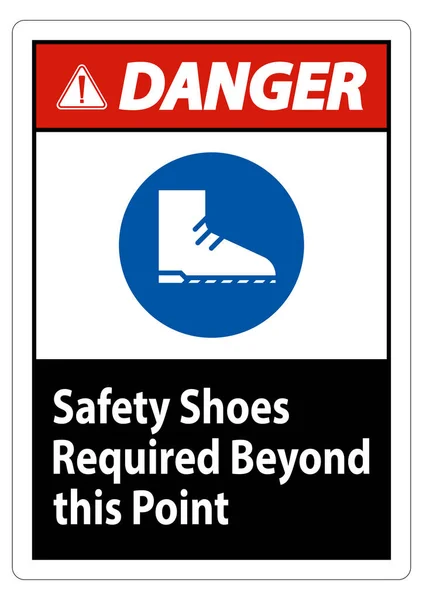 この点を超えて必要な危険標識安全靴 — ストックベクタ