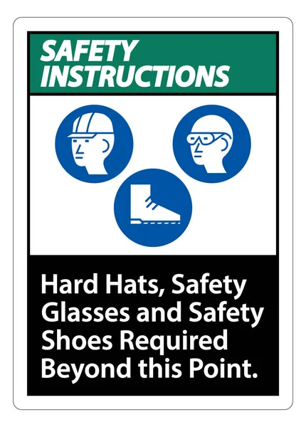 Güvenlik Talimatları Sert Şapkalar Güvenlik Gözlükleri Güvenlik Ayakkabıları Mzala Noktanın — Stok Vektör