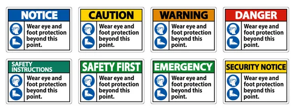 Portez Protection Des Yeux Des Pieds Delà Point Avec Les — Image vectorielle