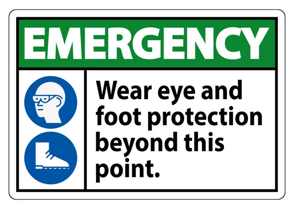 Emergency Sign Wear Eye Foot Protection Point Ppe Symbols — Stock Vector