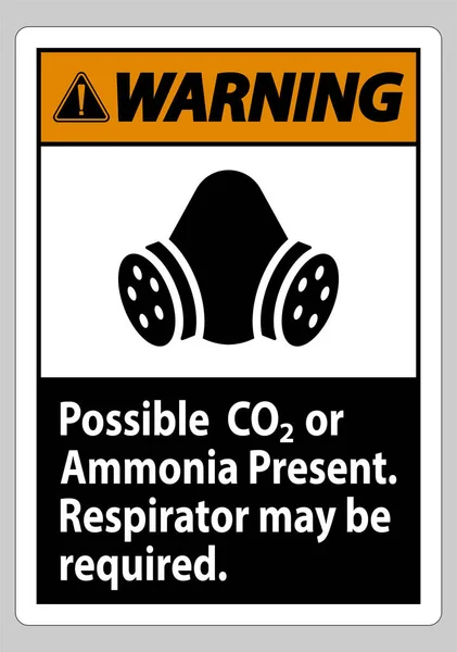 Varování Ppe Podepsat Možné Co2 Nebo Amoniak Přítomen Respirátor Může — Stockový vektor