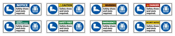 Обувь Жилет Безопасности Необходимые Сиз Символов Белом Фоне Векторная Иллюстрация — стоковый вектор