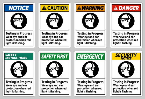 Próba Toku Ochrona Oczu Uszu Gdy Miga Czerwone Światło — Wektor stockowy