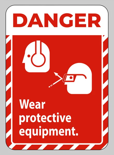 Danger Signe Porter Équipement Protection Avec Des Lunettes Des Graphiques — Image vectorielle