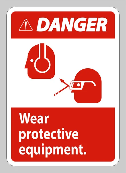 Опасность Знак Носить Защитное Оборудование Очками Графикой Очки — стоковый вектор