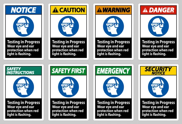 Próba Toku Ochrona Oczu Uszu Gdy Miga Czerwone Światło — Wektor stockowy