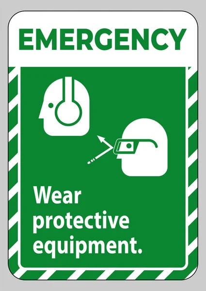 Signe Urgence Porter Équipement Protection Avec Des Lunettes Des Graphiques — Image vectorielle