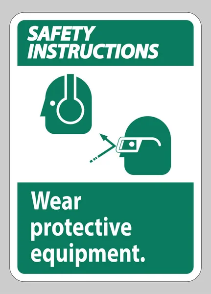 Veiligheidsinstructies Sign Wear Protective Equipment Met Bril Glazen Graphics — Stockvector