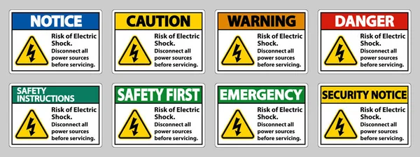 Gefahr Eines Stromschlags Symbolschild Isoliert Auf Weißem Hintergrund — Stockvektor