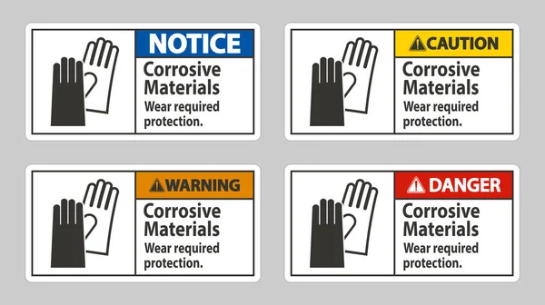 Corrosive Materials Wear Required Protection — Stock Vector