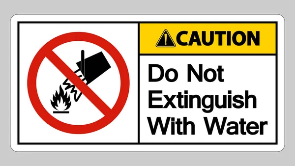 Caution Extinguish Water Symbol Sign White Background — Stock Vector