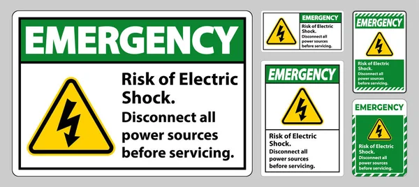 Noodrisico Elektrische Schok Symbool Teken Isoleer Witte Achtergrond — Stockvector