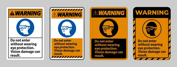 Warning Sign Enter Wearing Eye Protection Vision Damage Can Result — Stock Vector