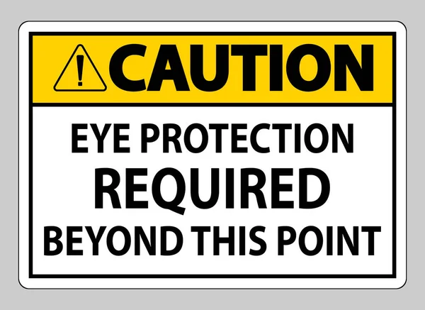 Caution Sign Eye Protection Required Point White Background — Stock Vector