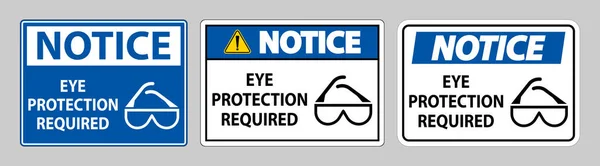 Notice Signe Protection Des Yeux Requis Sur Fond Blanc — Image vectorielle