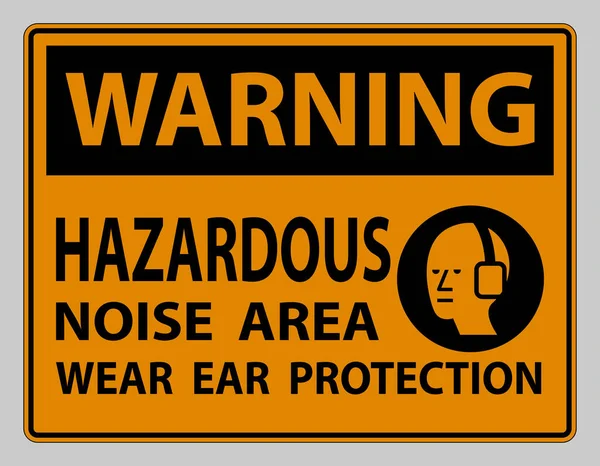 警告サイン危険騒音エリア白い背景に耳の保護を着用 — ストックベクタ