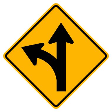 Proceed Straight or Turn left Road Sign