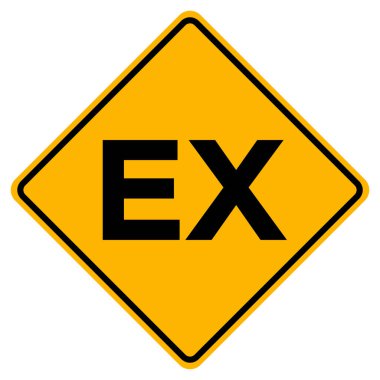 Ex Yellow Warning Attention Sign on a white background.