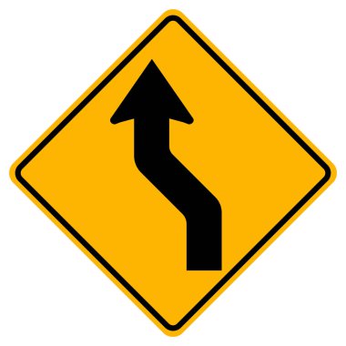 Eğri Sol Trafik Sembolü İşareti Beyaz Arkaplanda İzole Edildi, Vektör ResmiComment