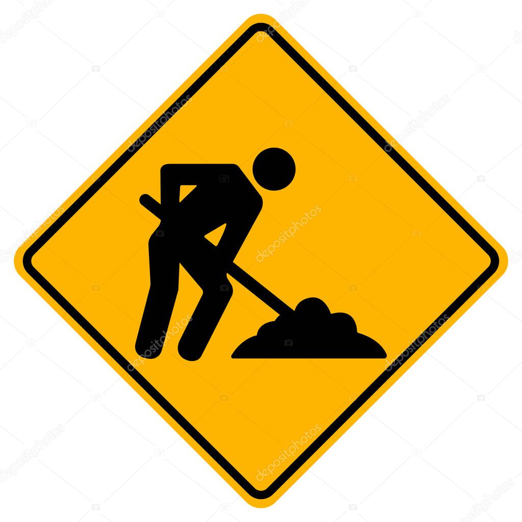 Men Work Road,Under Construction Traffic Road Symbol Sign Isolate on White Background,Vector Illustration