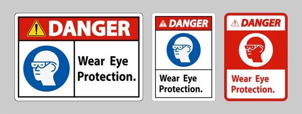 Κίνδυνος Sign Wear Eye Protection Λευκό Φόντο — Διανυσματικό Αρχείο