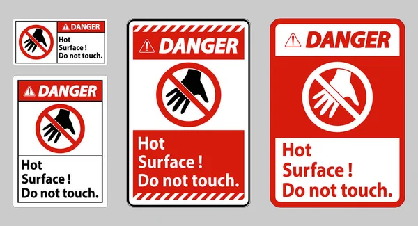 Danger Sign Hot Surface Touch White Background — Stock Vector