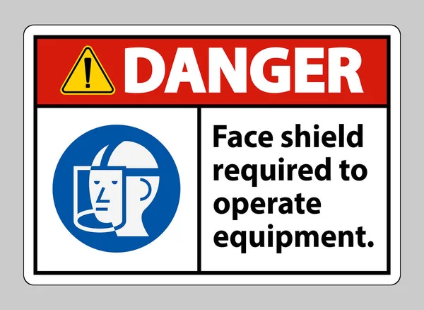 Panneau Danger Bouclier Facial Requis Pour Faire Fonctionner Équipement — Image vectorielle