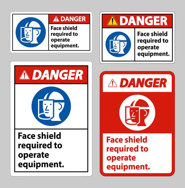 Danger Sign Face Shield Required Operate Equipment — Stock Vector