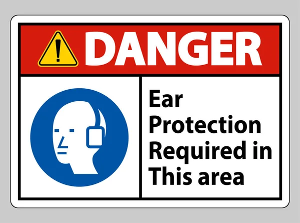 この地域で必要とされる危険標識耳保護シンボル — ストックベクタ