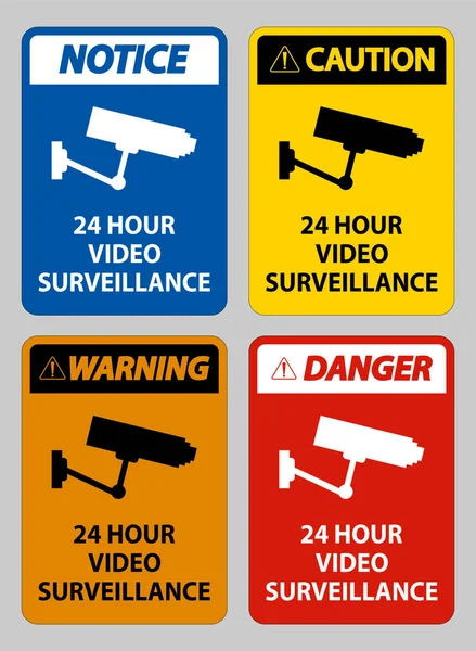 Cctv Hodin Video Surveillance Sign — Stockový vektor