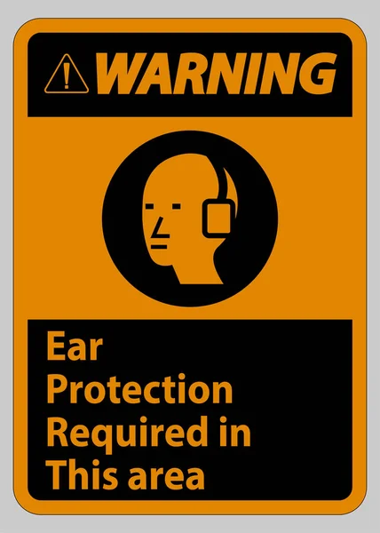 Warning Sign Ear Protection Required Area Symbol — Stock Vector