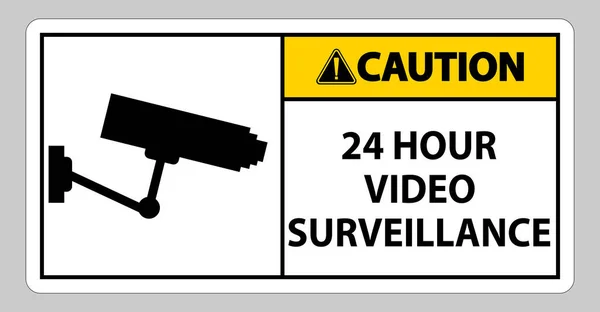 Caution Sign Cctv Hour Video Surveillance — Stock Vector