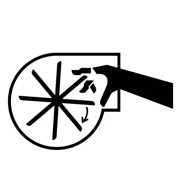 在白色背景下切割指尖或手工旋转刀刃符号分离 矢量图解 — 图库矢量图片