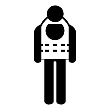 Sembol Hayat Ceketi Giyer Beyaz Arkaplanda İzole EPS.10 Vektör İllüstrasyonu