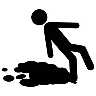 Dikkat et Kaygan Yüzey Sembolü Beyaz Arkaplanda İzole