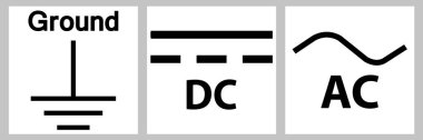 Koruyucu Dünya Zemini, DC, AC devre güç sembolü İşareti 