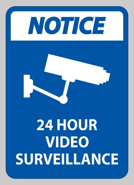 Señal Aviso Cctv Horas Vigilancia Vídeo — Vector de stock